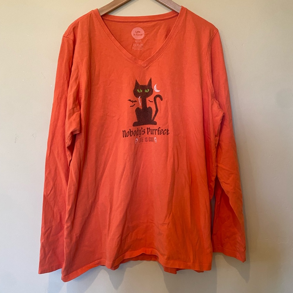 RESERVED - Life is Good Nobody’s Purrfect Halloween Tee